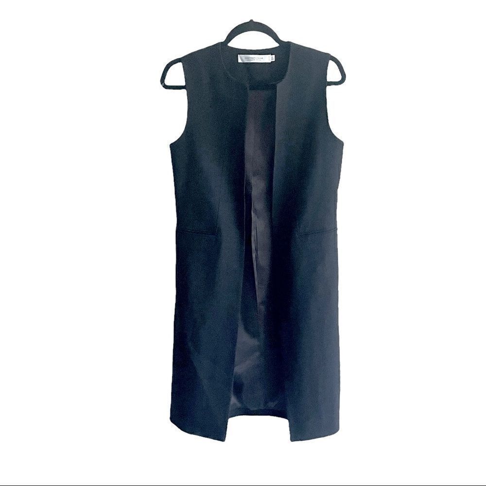 Simons Contemporaine Wool Sleeveless Long Vest Cardigan Black  XS